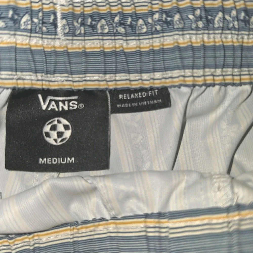 Vans Mens Primary Elastic Boardshort / Blue Stripe / Retail $55 Size MEDIUM